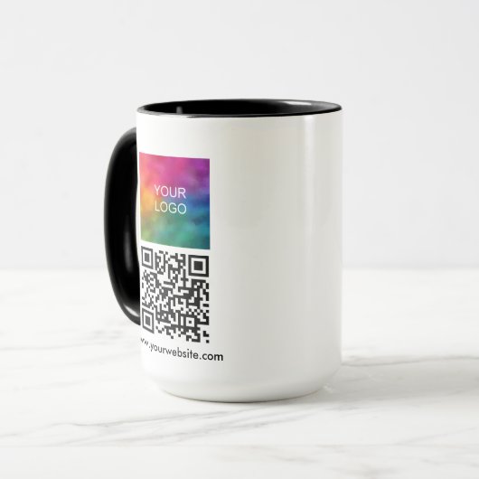 Mug Upload Company Logo Custom QR Code Combo (Devant gauche)