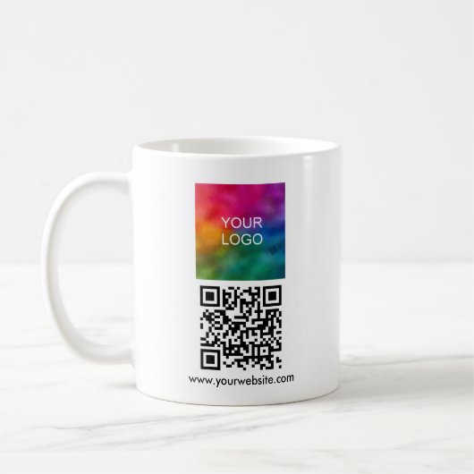 Mug Upload Logo Sleek Template Scannable QR Code (Gauche)