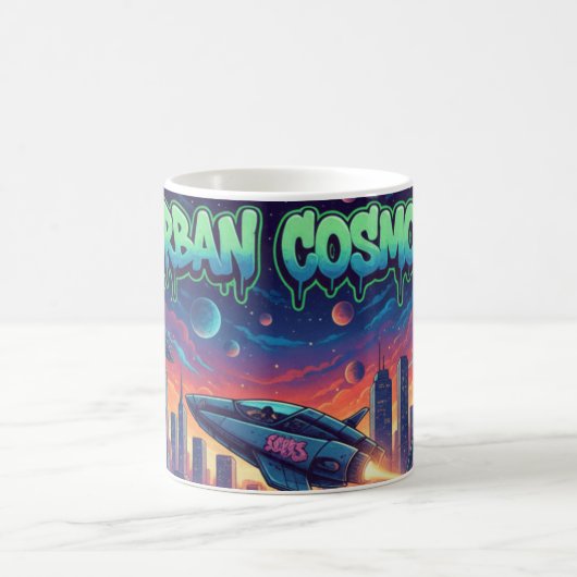 Mug Urban Cosmos Graffiti Spaceship Futuristic Neon (Centre)
