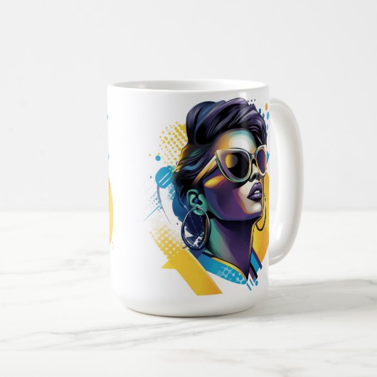 Mug Urban Diva - Bold Portrait vectoriel de Rétro Glam (Devant droit)