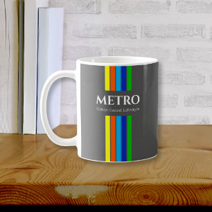 Mug Urban Grey Modern Stripes Nom d'entreprise Logo
