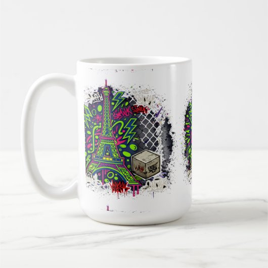 Mug Urban Neon Graffiti Eiffel Tower (Gauche)