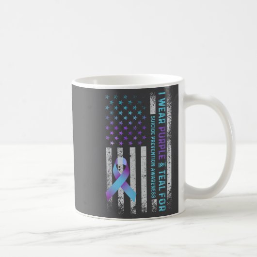 Mug Us Flag I Wear Purple And Teal Suicide Prevention  (Droite)