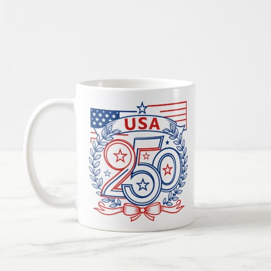 Mug USA 250 Patriotic Anniversary Emblem Design (Gauche)
