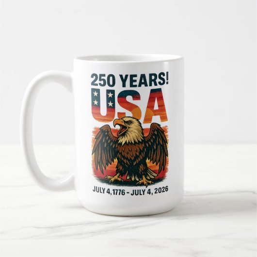 Mug USA 250 Years – Patriotic Bald Eagle July 4th 2026 (Gauche)