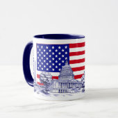 Mug USA Amérique Drapeau Monument Illustration Souveni (Devant gauche)