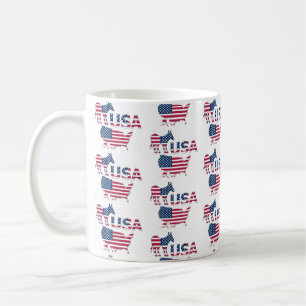 Mug USA Carte Drapeau Parti politique démocrate Donkey