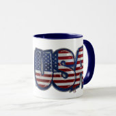 Mug USA Flag Graffity Personalized Text (Devant droit)
