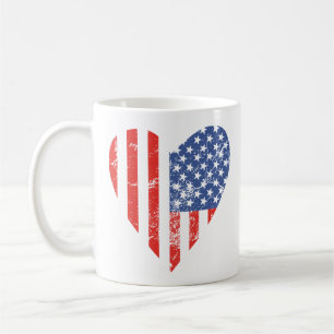 Mug USA Flag Heart : I Love America Patriotic July 4