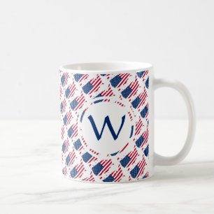 Mug USA Patriotique Personnalisé Monogramme DIEU BLESS