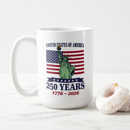 Mug USA Statue of Liberty 250 Years 1776-2026 (Avec donut)