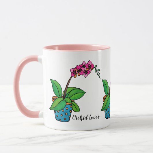 Mug Usine d'orchidée d'aquarelle dans le beau pot (Gauche)