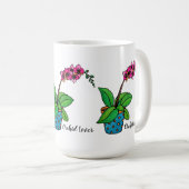 Mug Usine d'orchidée d'aquarelle dans le beau pot (Devant droit)