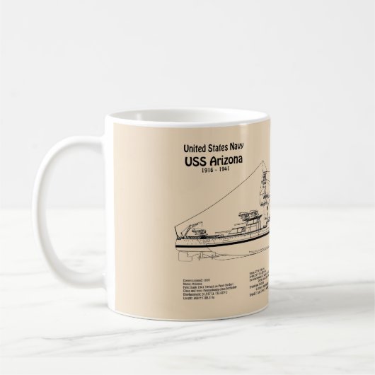 Mug USS Arizona - Plan directeur des navires SD (Gauche)