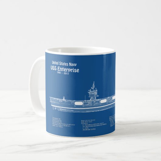 Mug USS Enterprise - Plan de plan d'expédition ABD (Devant gauche)