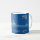Mug USS Missouri - Plan de plan d'expédition ABD (Devant droit)