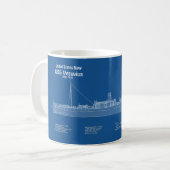 Mug USS Vesuvius - Plan de plan d'expédition ABD (Devant gauche)