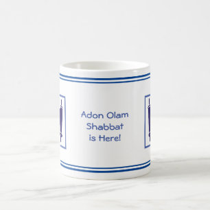 MUG V.2 ADON OLAM, SHABBAT EST ICI, NAVY & WHITE