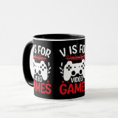 Mug V est pour Jeux Vidéos avec Valentine Crossing Out (Devant gauche)