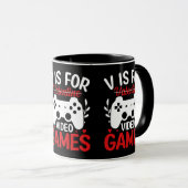 Mug V est pour Jeux Vidéos avec Valentine Crossing Out (Devant droit)