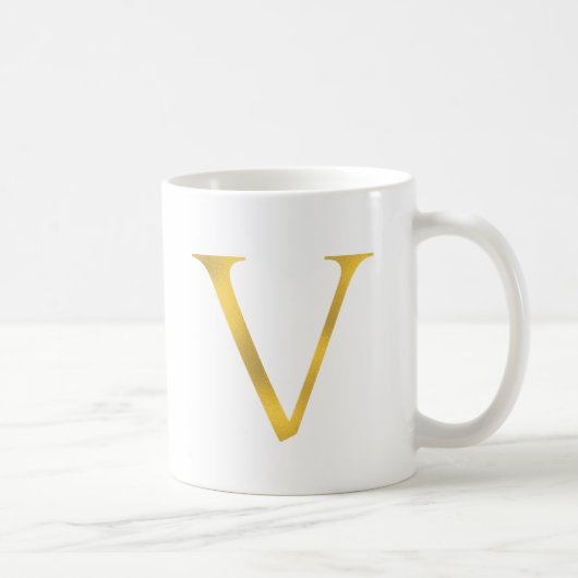 Mug V | Musique aux lettres blanche et or (Droite)
