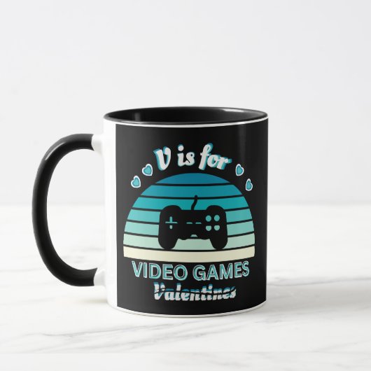 Mug V pour Jeux Vidéo pas Valentines - Funny Retro Col (Gauche)