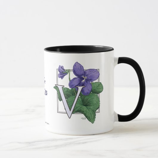 Mug V pour le monogramme de fleur de violettes (Droite)