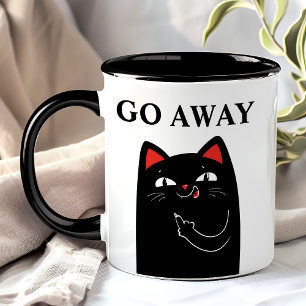 Mug Va-t'en Doigt du Milieu Chat Noir Drôle