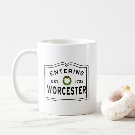 Mug Vacances à Worcester, MA Christmas Wreath Co (Avec donut)