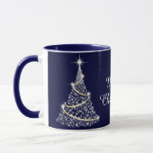 Mug Vacances Arbre De Noël Blanc Et Or Étincelant (Gauche)