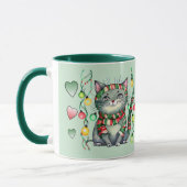 Mug Vacances chats mignons vibes vertes Noël (Gauche)