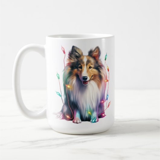 MUG VACANCES CHRISTMAS SHETLAND SHEEPDOG PUPPY CHIEN (Gauche)