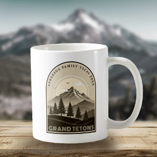 Mug Vacances de famille à la montagne Rétro Brun ID113