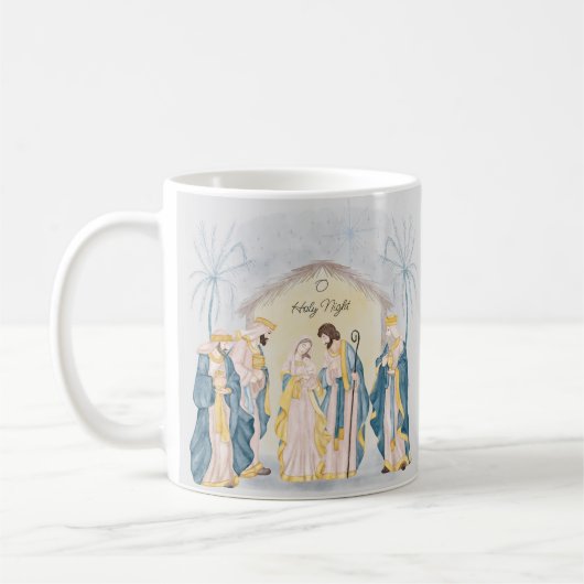 Mug Vacances de nativité or et bleu (Gauche)