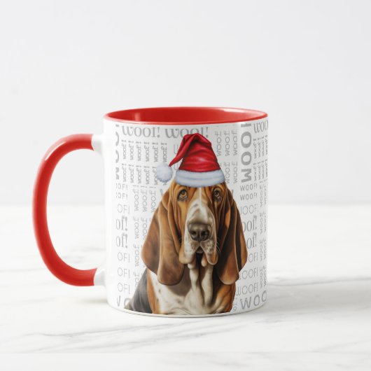 Mug Vacances de Noël Amoureux des chiens de Basset Hou (Gauche)