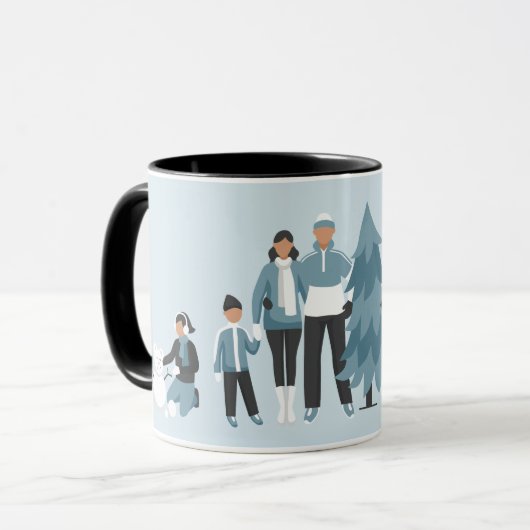 Mug Vacances de Noël en famille d'hiver (Devant gauche)