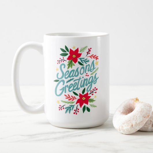 Mug Vacances de Noël mignonnes Joyeuses Fêtes (Avec donut)