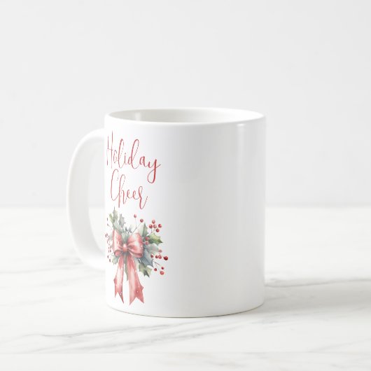 Mug VACANCES DE Noël Modernes ÉCRAN ÉCRAN Bow Rouge (Devant gauche)