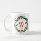 Mug Vacances de Noël Monogram Green Wreath (Gauche)