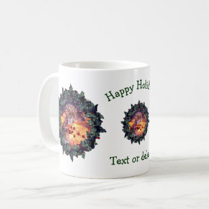 Mug Vacances de Noël personnalisées Holly Wreath