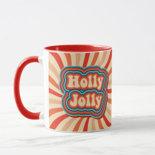 Mug Vacances de Noël rétro Holly Jolly Typographie (Gauche)