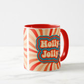 Mug Vacances de Noël rétro Holly Jolly Typographie (Devant droit)