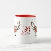 Mug Vacances de Noël - rouge des cerfs communs 2Tone (Centre)