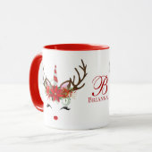 Mug Vacances de Noël - rouge des cerfs communs 2Tone (Devant gauche)