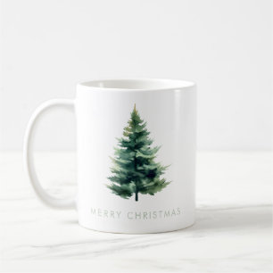 Mug Vacances de Noël Vert Pine Tree minimaliste