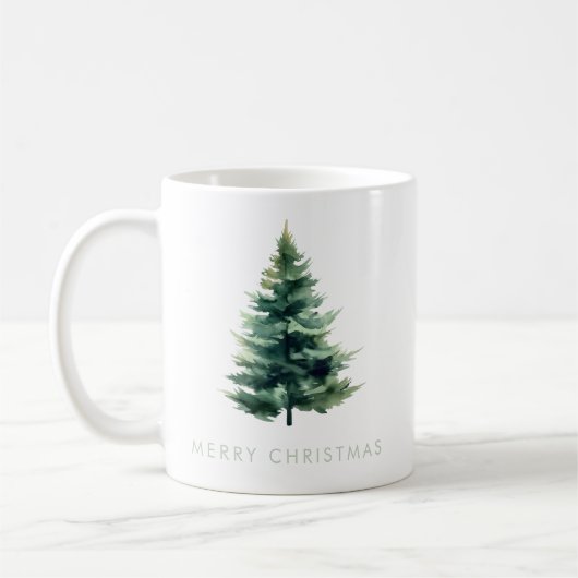 Mug Vacances de Noël Vert Pine Tree minimaliste (Gauche)