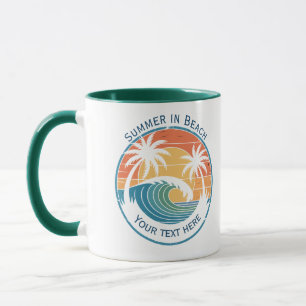 Mug Vacances d'été à la plage avec soleil et vague de 