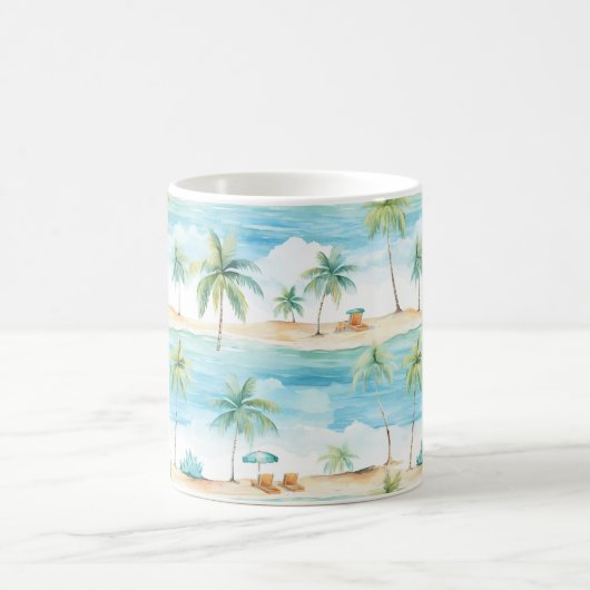 Mug Vacances d'été Plage Palm Trees - (Centre)