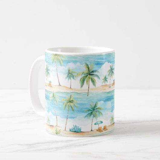 Mug Vacances d'été Plage Palmiers - (Devant gauche)
