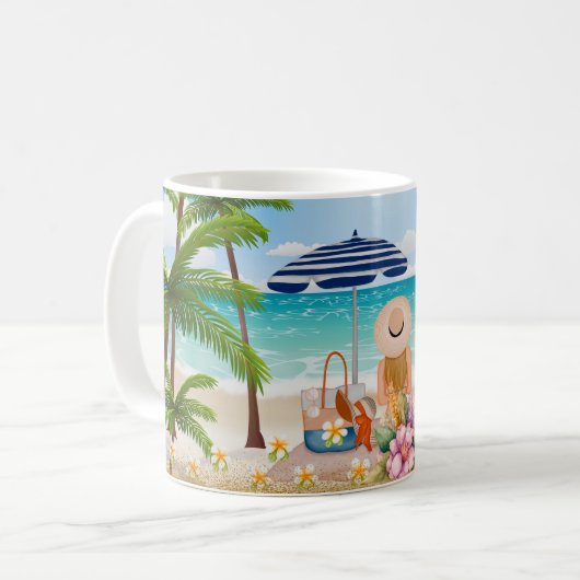 Mug Vacances D'Été, Vacances De Luxe Au Café Mer (Devant gauche)